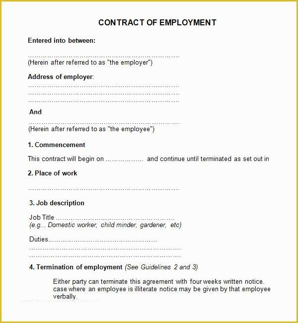 Employment Agreement Template Free Download Of Employment Contract 7 Free Pdf Doc Download