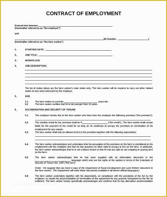 Employment Agreement Template Free Download Of Free Employment Contract form Part Time Template Temporary