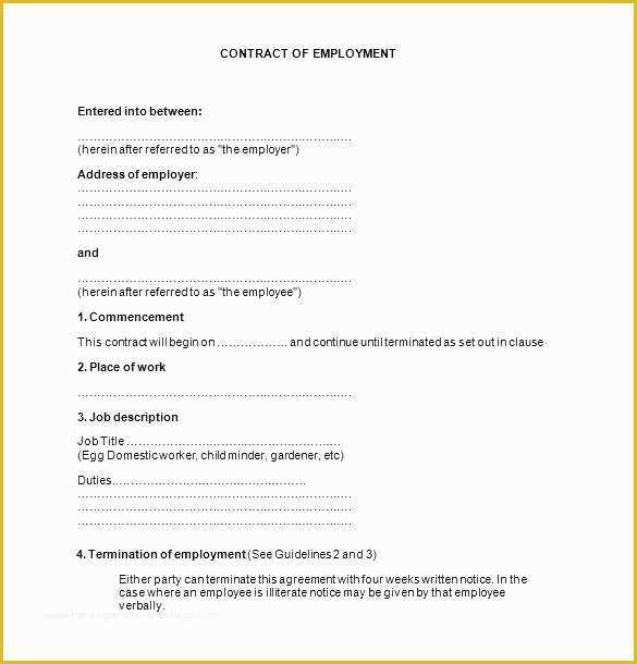 Employment Agreement Template Free Download Of Sample Job Contract Template Free Download Pletion