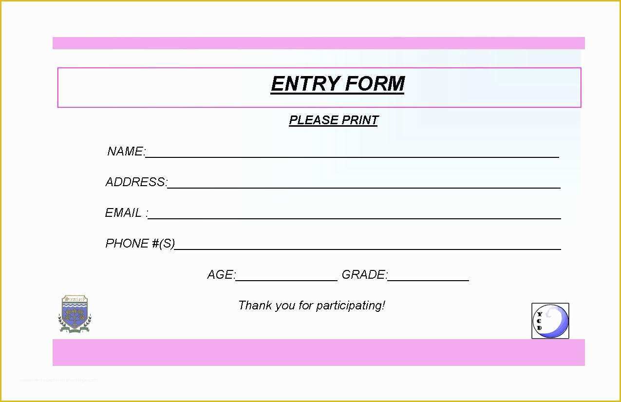 Entry form Template Free Of Contest Giveaway Template Giveaway Party