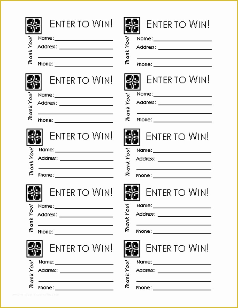 Entry form Template Free Of Download Printable Raffle Ticket Templates
