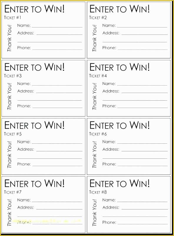 Entry form Template Free Of Raffle Ticket Templates Picture