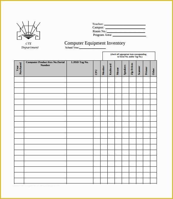 Equipment Inventory Template Free Download Of 14 Equipment Inventory Templates