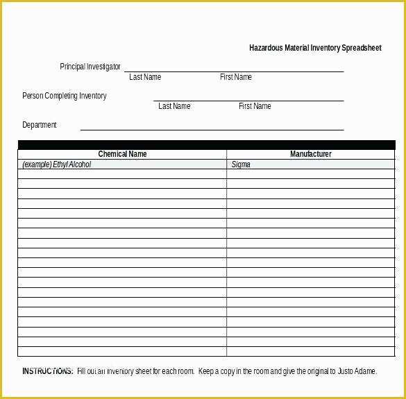 Equipment Inventory Template Free Download Of Chemical Inventory Template Free Word Excel Documents