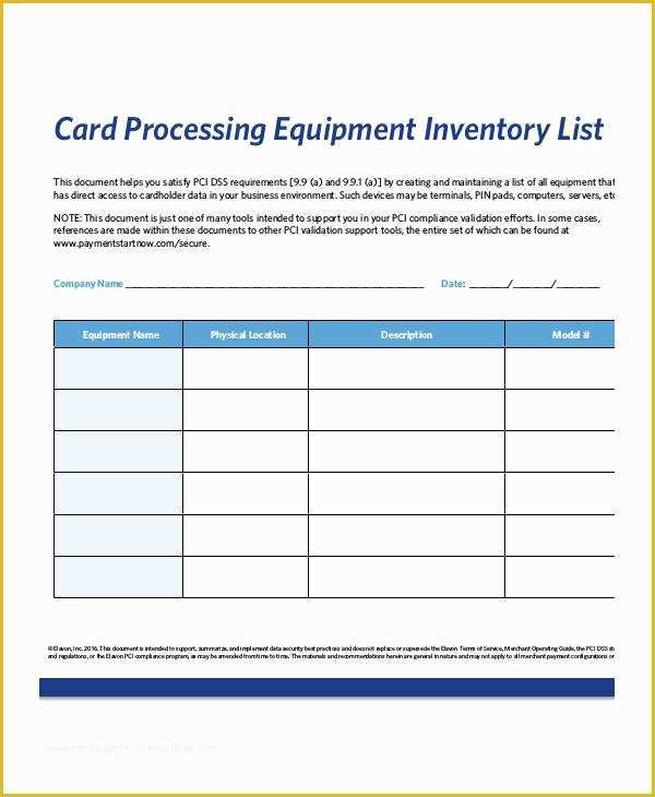 Equipment Inventory Template Free Download Of Equipment Inventory List Templates 9 Free Word Pdf