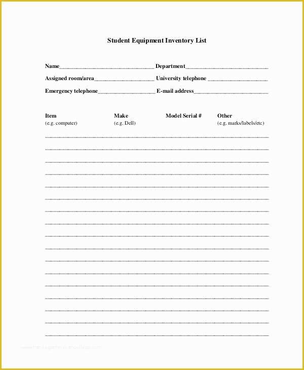 Equipment Inventory Template Free Download Of Equipment Inventory List Templates 9 Free Word Pdf