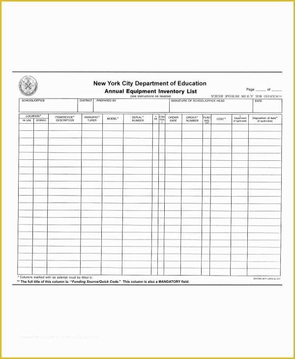 Equipment Inventory Template Free Download Of Equipment Inventory List Templates 9 Free Word Pdf