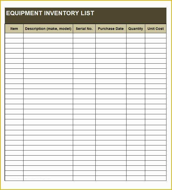 Equipment Inventory Template Free Download Of Equipment Inventory Template 14 Free Word Excel Pdf