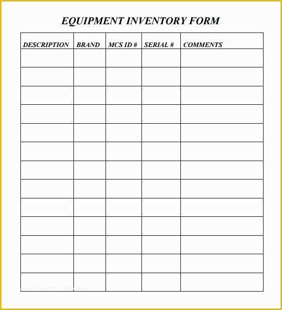 Equipment Inventory Template Free Download Of Equipment List Template Beepmunk