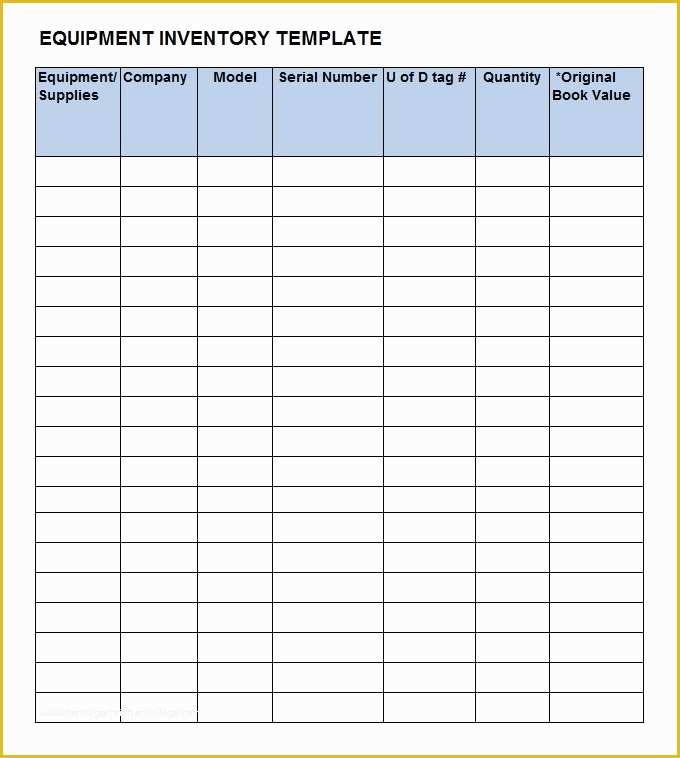 49 Equipment Inventory Template Free Download