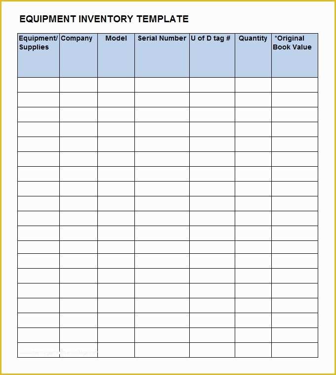 Equipment Inventory Template Free Download Of Equipment List Template Beepmunk