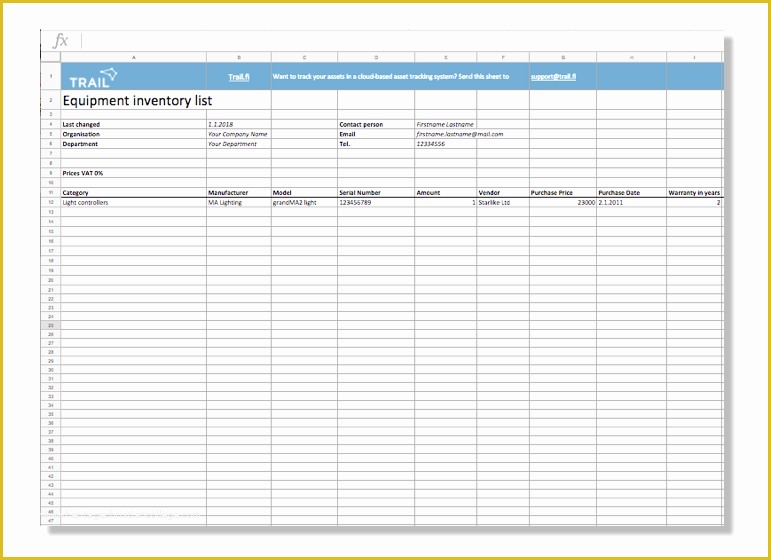 Equipment Inventory Template Free Download Of Free Equipment Inventory Template