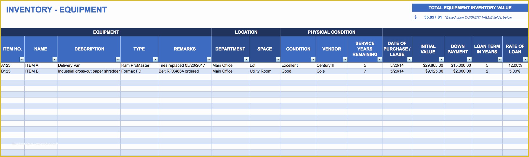 Equipment Inventory Template Free Download Of Free Excel Inventory Templates