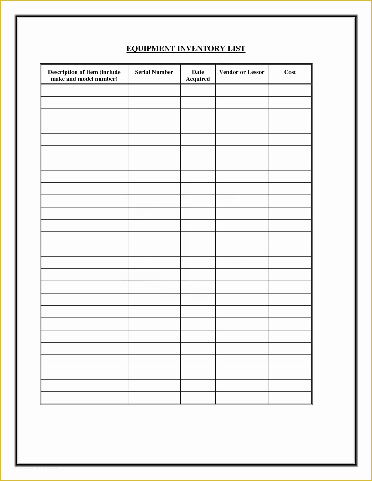 Equipment Inventory Template Free Download Of Free Inventory forms Downloads