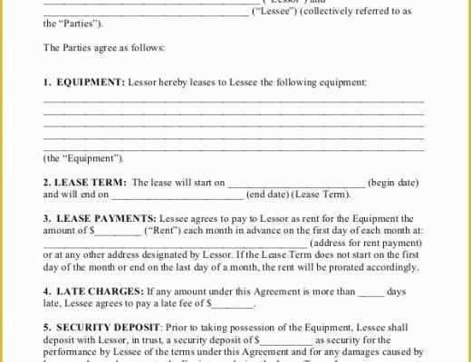 Equipment Lease Template Free Of 11 Equipment Rental Agreement Doc Pdf