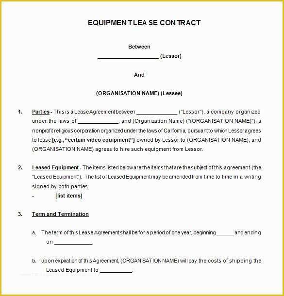 Equipment Lease Template Free Of 11 Lease Contract Templates Free Word Pdf Documents