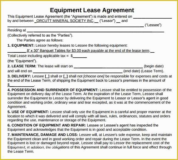 Equipment Lease Template Free Of 12 Equipment Lease Agreement – Samples Examples & format