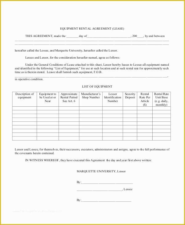 Equipment Lease Template Free Of 16 Rental Contract Templates Word Pages Docs