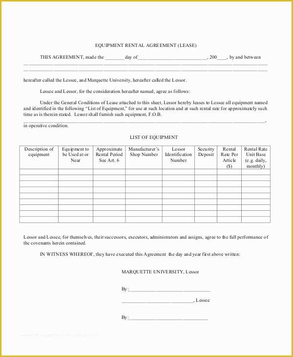 Equipment Lease Template Free Of 16 Rental Contract Templates Word Pages Docs