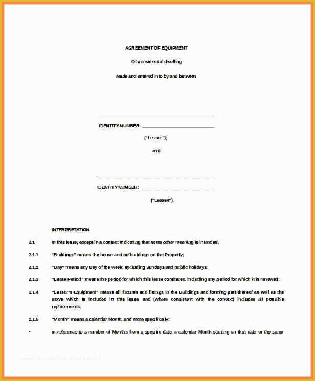 Equipment Lease Template Free Of 9 Equipment Rental Agreement form Template