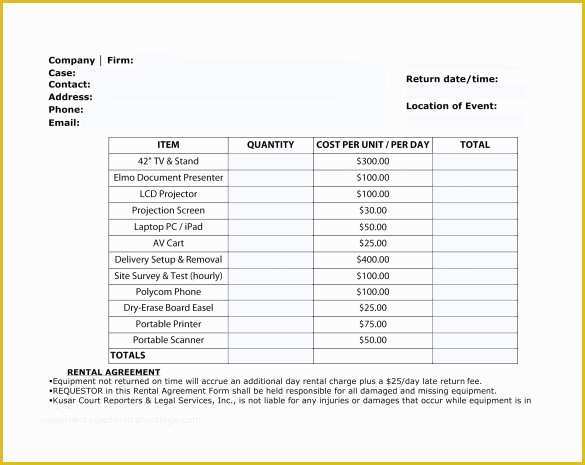 Equipment Lease Template Free Of 9 Sample Rent Invoice Templates to Download