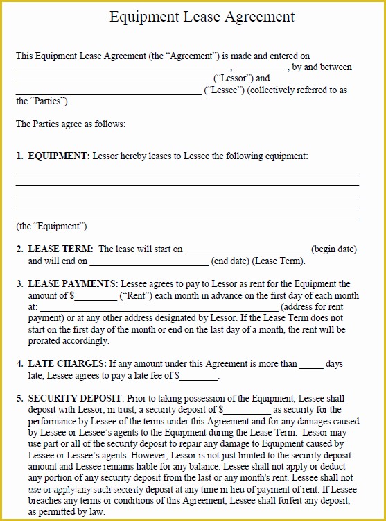 Equipment Lease Template Free Of Agreement Template Category Page 68 Efoza