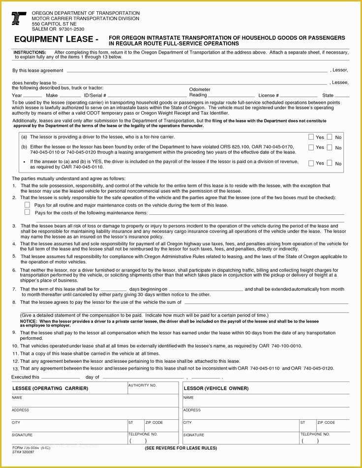 Equipment Lease Template Free Of Equipment Lease Agreement form by Tricky Equipment