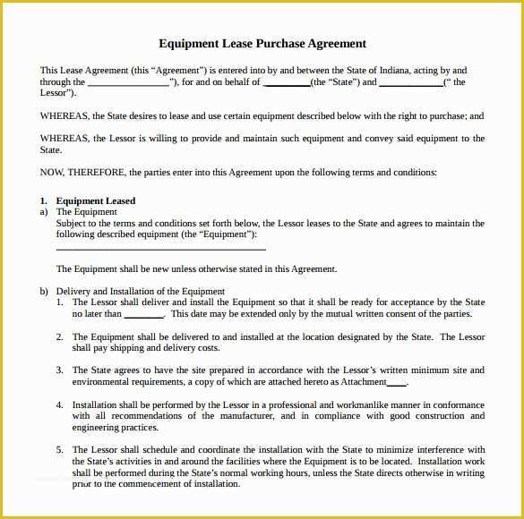 Equipment Lease Template Free Of Sample Equipment Rental Agreement Template 15 Free