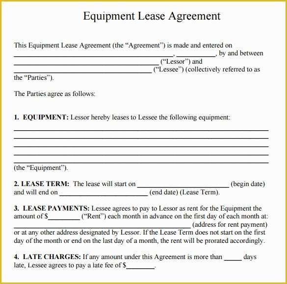Equipment Lease Template Free Of Sample Equipment Rental Agreement Template 15 Free