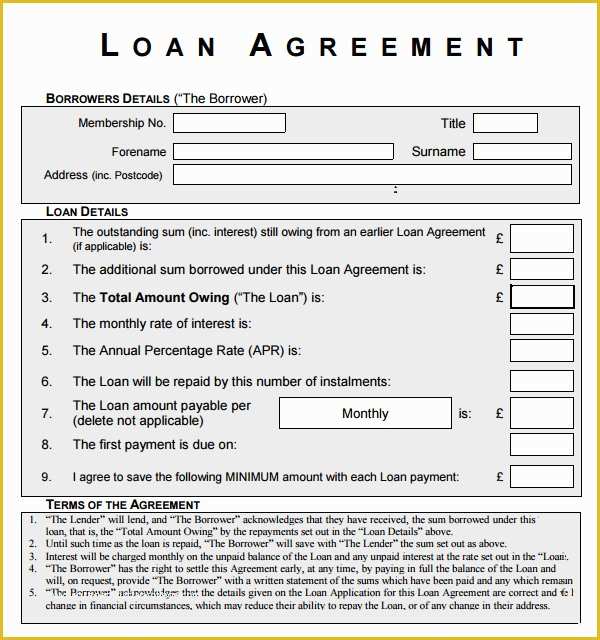 Equipment Loan Agreement Template Free Of 10 Sample Standard Loan Agreement Templates