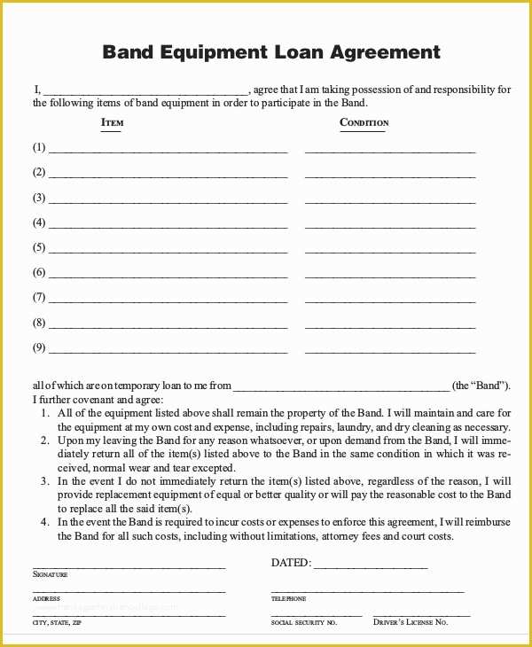 Equipment Loan Agreement Template Free Of 25 Loan Agreement Templates