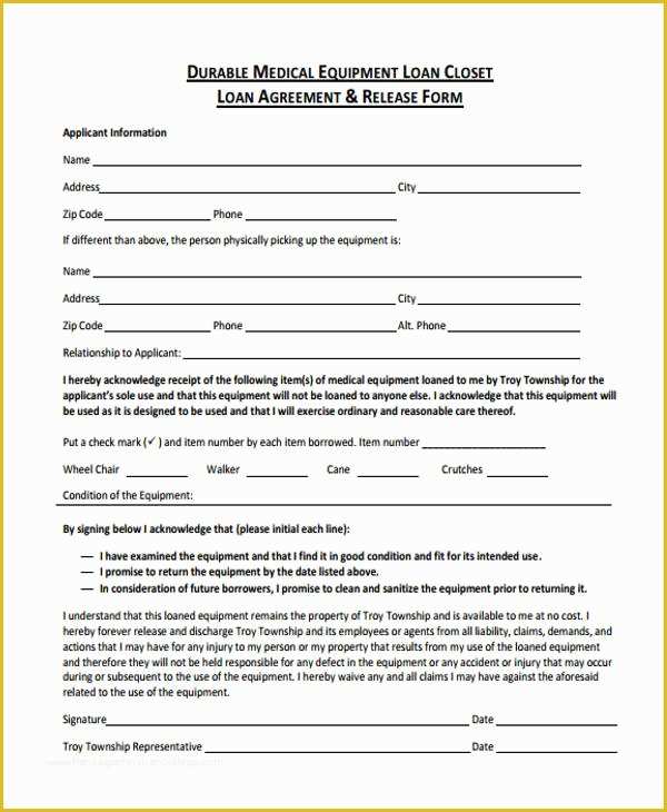Equipment Loan Agreement Template Free Of 40 Printable Loan Agreement forms