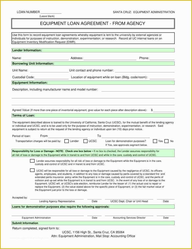 Equipment Loan Agreement Template Free Of 6 Equipment Loan Agreement Templates Pdf
