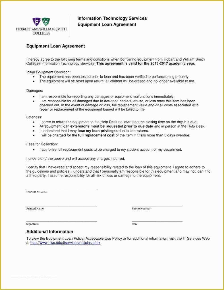 Equipment Loan Agreement Template Free Of 6 Equipment Loan Agreement Templates Pdf
