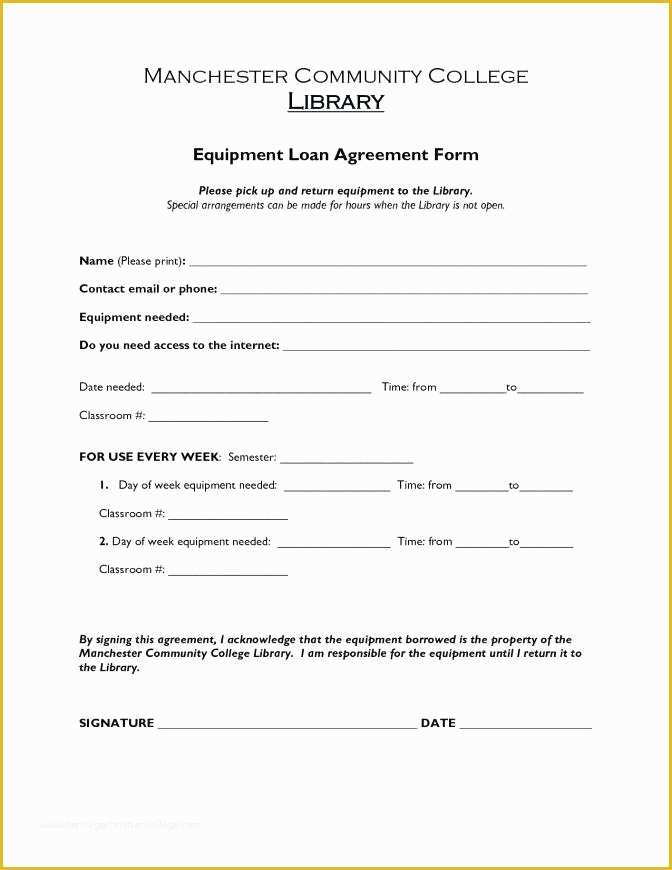 Equipment Loan Agreement Template Free Of Equipment Loan form Template