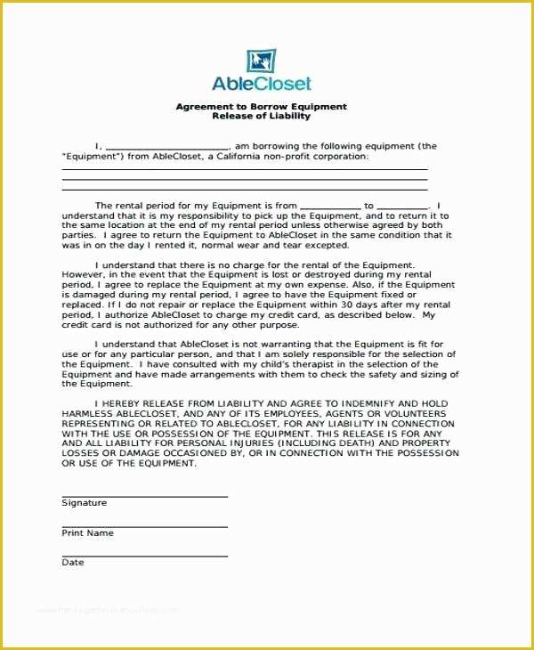 Equipment Loan Agreement Template Free Of Equipment Responsibility Agreement Template Equipment Loan