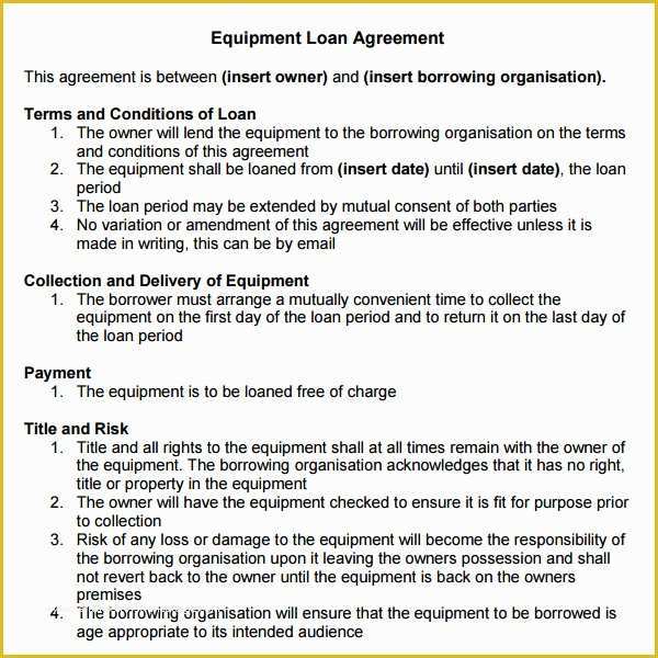 Equipment Loan Agreement Template Free Of Loan Agreement 14 Download Documents In Pdf Word