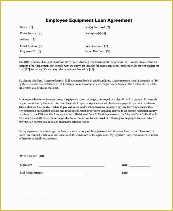 49 Equipment Loan Agreement Template Free