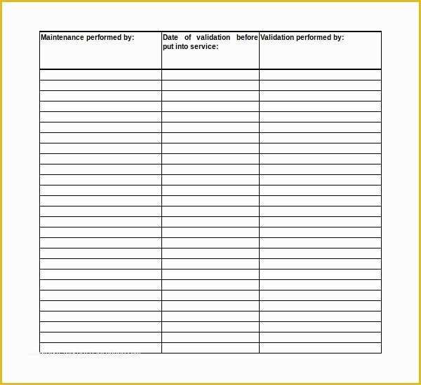 Equipment Maintenance Log Template Free Of 10 Repair Log Templates to Download