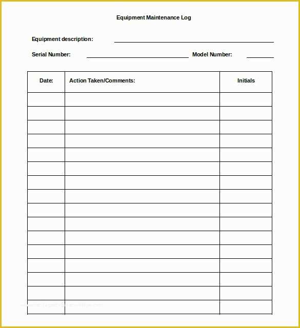 Equipment Maintenance Log Template Free Of 16 Log Templates Free Word Excel Pdf