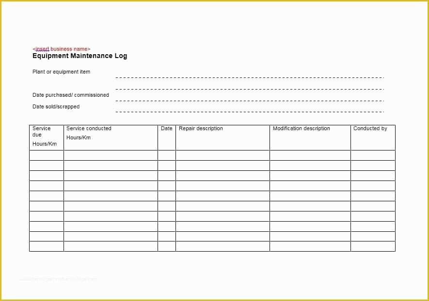 Equipment Maintenance Log Template Free Of 40 Equipment Maintenance Log Templates Template Archive