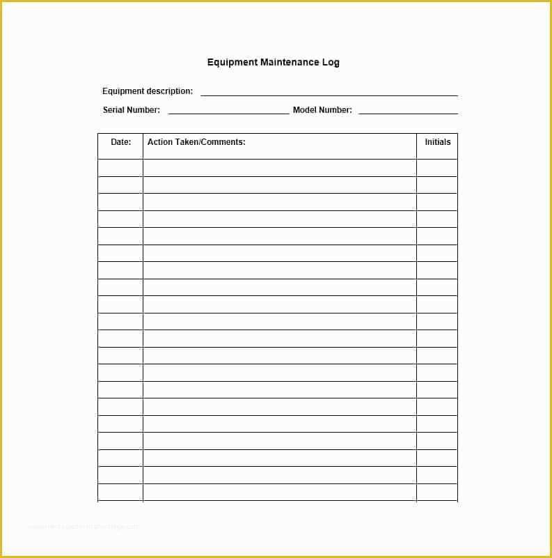 Equipment Maintenance Log Template Free Of 40 Equipment Maintenance Log Templates Template Archive