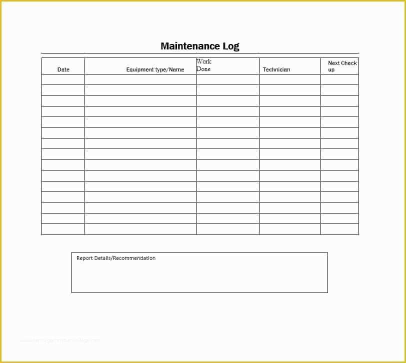 Equipment Maintenance Log Template Free Of 40 Equipment Maintenance Log Templates Template Archive