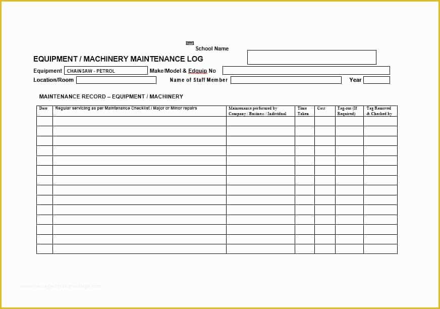 Equipment Maintenance Log Template Free Of 40 Equipment Maintenance Log Templates Template Archive
