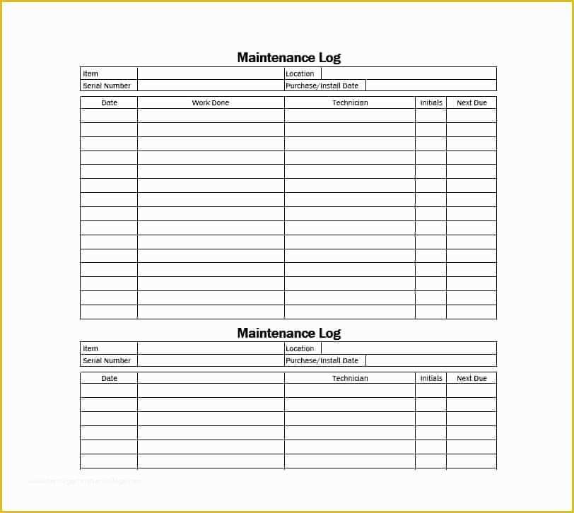 Equipment Maintenance Log Template Free Of 40 Equipment Maintenance Log Templates Template Archive