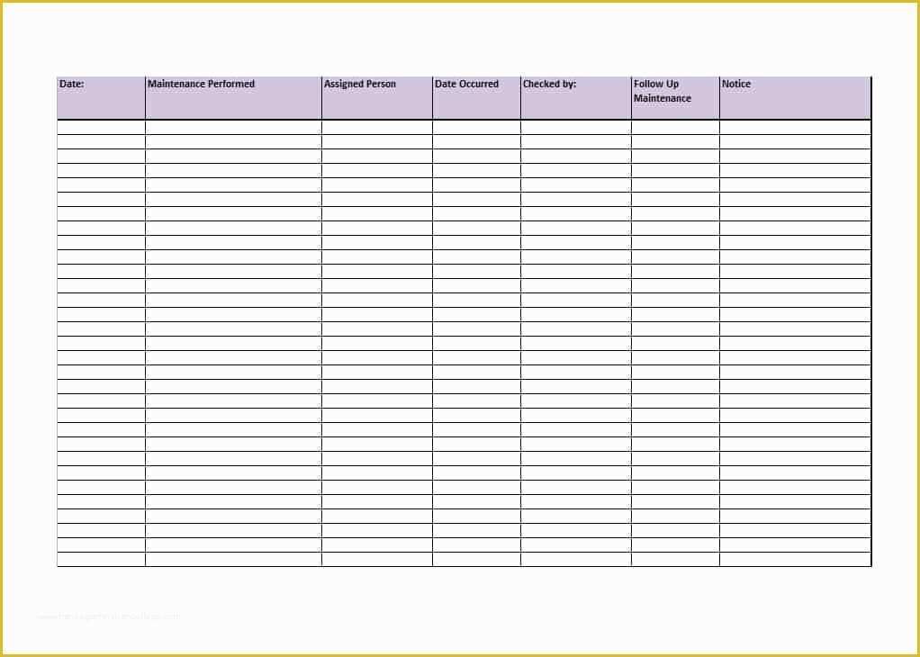 Equipment Maintenance Log Template Free Of 40 Equipment Maintenance Log Templates Template Archive