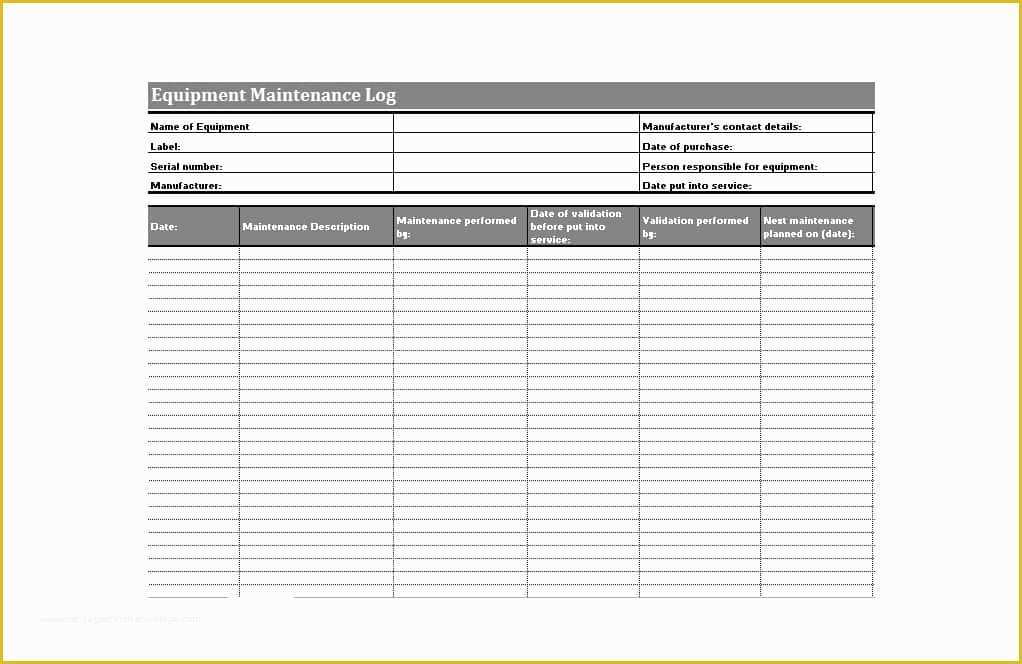 Equipment Maintenance Log Template Free Of 40 Equipment Maintenance Log Templates Template Archive