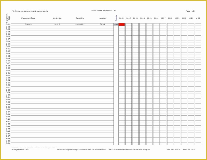 Equipment Maintenance Log Template Free Of 5 Equipment Maintenance Log Templates – Word Templates