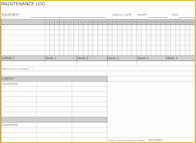 Equipment Maintenance Log Template Free Of 5 Equipment Maintenance Log Templates – Word Templates