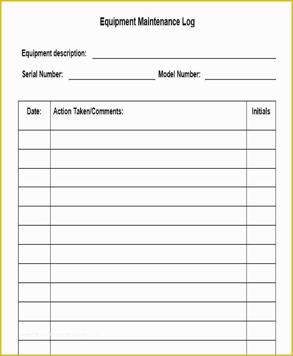 Equipment Maintenance Log Template Free Of 52 Printable Log Sheet Templates